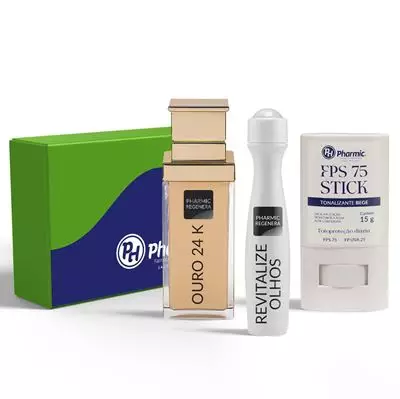Kit Presente: Regenera Ouro 24 k + Regenera Revitalize Olhos 15 g + Stick FPS 75 Bege 15 g