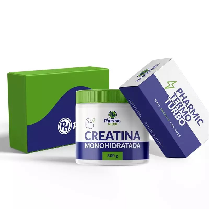 Kit Presente: Creatina Pharmic 300 g + Pharmic Termo Turbo Caixa com 20 Sachês
